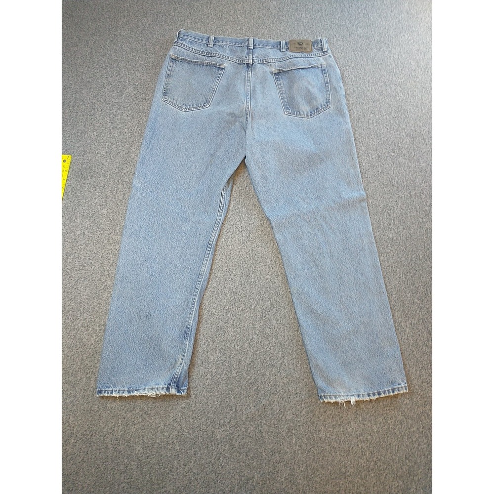 Wrangler 97601VR Mens Light Wash Straight Leg Denim Jeans 36x29 Distressed Blue - Picture 15 of 16